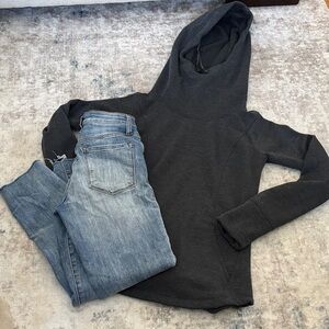 Gray Marmot Hoodie and Blue Jeans Set